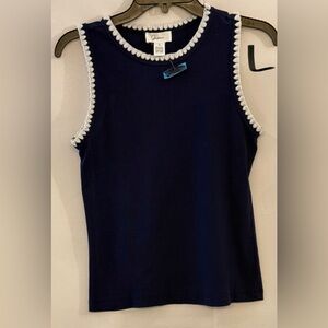 Japna Dark Blue Tank Top with White Accents